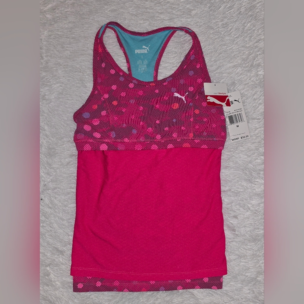 Puma Pink Polka Dot Tank Top